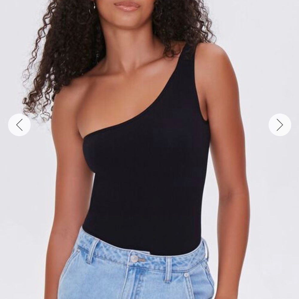 Forever 21 One Shoulder Black Bodysuit